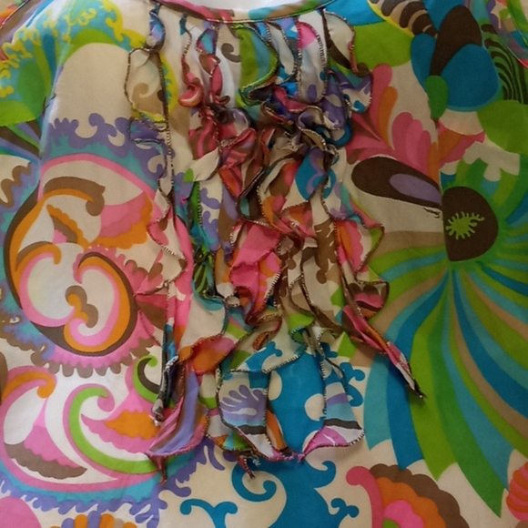 Trina Turk Printed Ruffled Silk Top - Picture 11 of 15